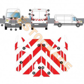 Kit de balisage rouge et blanc Ford Transit H2/H3 2014+ Classe B Kit de balisage rouge et blanc Ford Transit H2/H3 2014+ Classe B