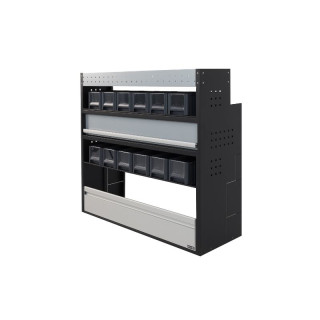 Aménagement PROVAN avec tiroir, étagères et bacs  (gauche ou droite) pour Citroen Berlingo 2018+ - vue de côté