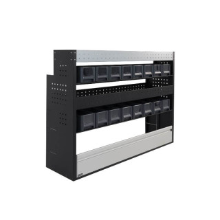 Aménagement PROVAN avec bacs (gauche) pour Peugeot Partner 2018+ - vue de côté utilitaire