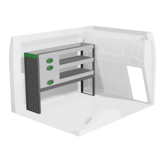 Aménagement pour Peugeot Partner 2008-2018 avec tiroirs (gauche) vue de face