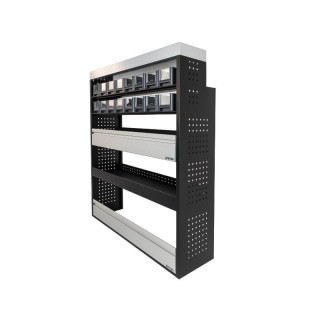 Aménagement PROVAN avec étagères et bacs  (gauche ou droite) pour Mercedes Sprinter 2018+ - vue de côté