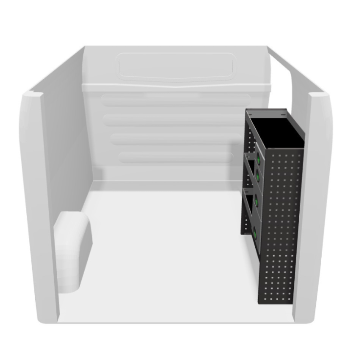 Aménagement pour Volkswagen T5 2011-2015 droit avec tiroirs vue de côté