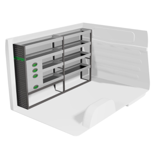 Aménagement pour Volkswagen T6 (gauche) avec tiroirs vue de face