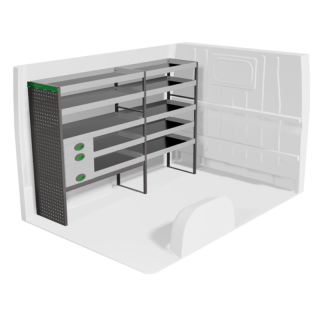 Aménagement pour Nissan NV400 2010-2021 gauche avec tiroirs vue de face