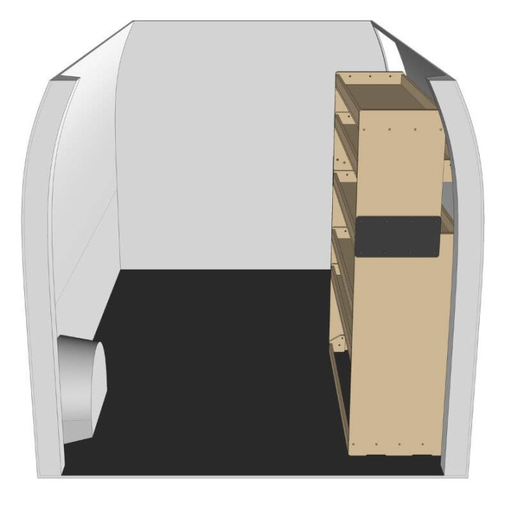 Etagère bois brut vue de côté Nissan Interstar 2024+