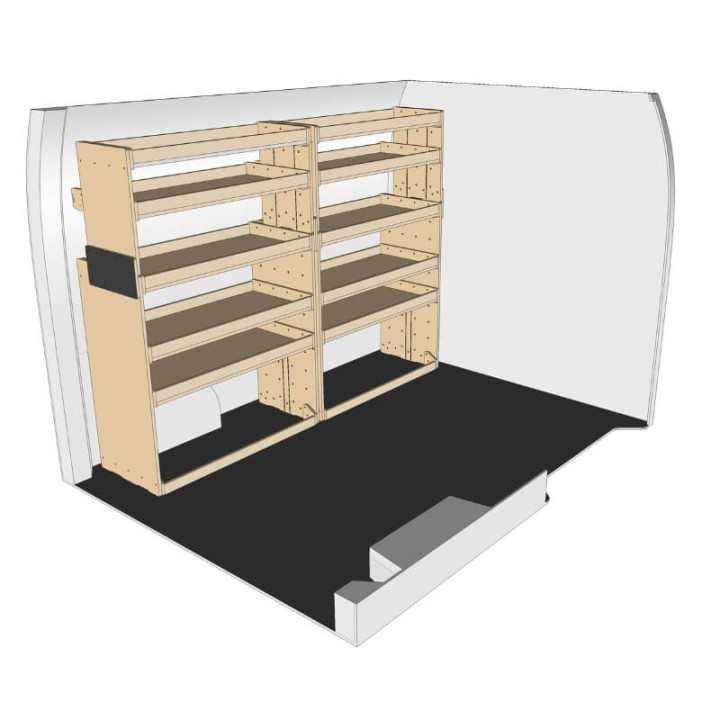 Etagère bois brut gauche vue de face Mercedes Sprinter 2006-2018