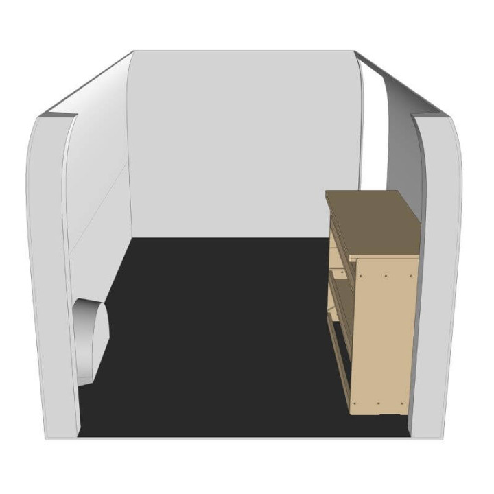 Etagère bois brut droite vue de côté Renault Trafic 2014-2024