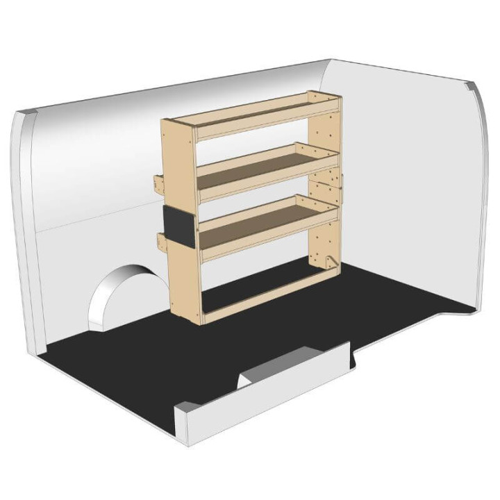 Etagère bois brut gauche vue de face Fiat Doblo 2010-2022