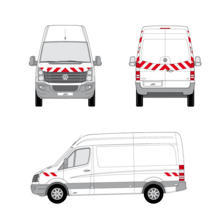 Kit de balisage - Volkswagen Crafter 2014 à 2017 portes battantes. Bandes pré-découpés prêtes à poser