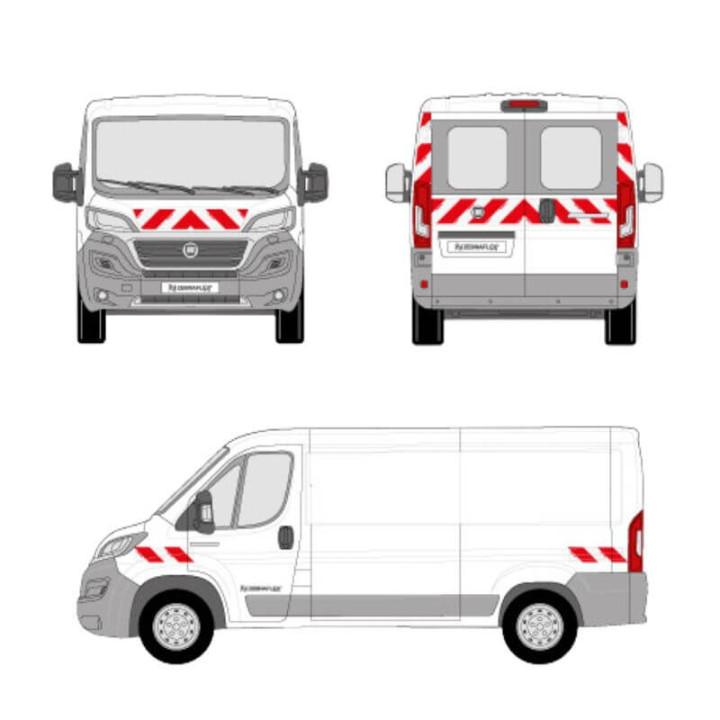 Kit de balisage - Fiat Ducato H2/H3 portes battantes. Bandes adhésives pré-découpés prêtes à poser