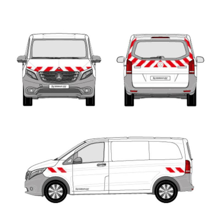 Kit de balisage - Mercedes Vito hayon. Bandes adhésives pré-découpés prêtes à poser