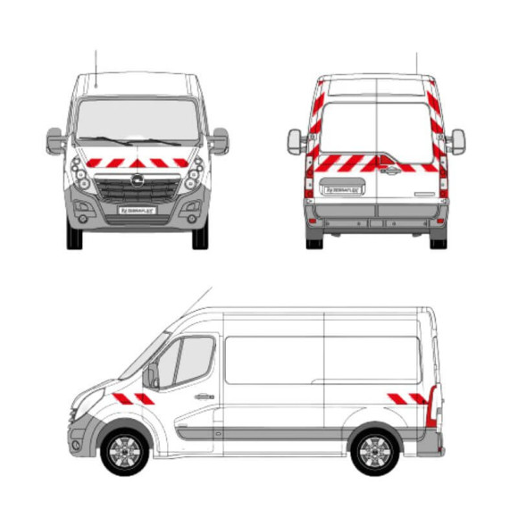 Kit de balisage - Opel Movano portes battantes. Bandes adhésives pré-découpés prêtes à poser Kit de balisage - Opel Movano portes battantes. Bandes adhésives pré-découpés prêtes à poser