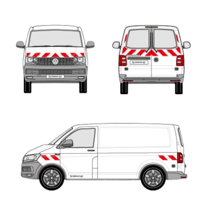 Kit de balisage -Volkswagen Transporter T6 portes battantes. Bandes adhésives pré-découpés prêtes à poser
