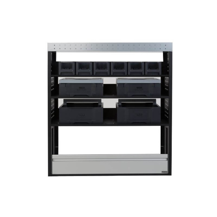 Aménagement PROVAN (gauche ou droite) avec mallettes pour Volkswagen T7 2025+ (photo générique) - vue de face