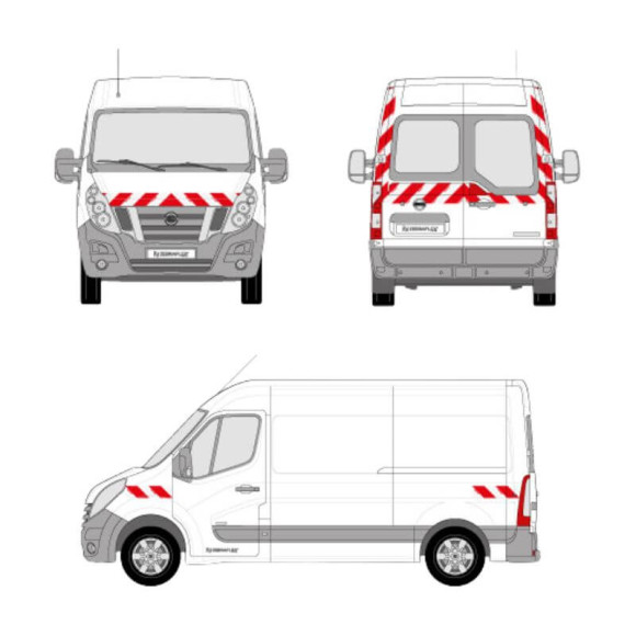 Kit de balisage - Nissan NV400 portes battantes. Bandes adhésives pré-découpés prêtes à poser Kit de balisage - Nissan NV400 portes battantes. Bandes adhésives pré-découpés prêtes à poser