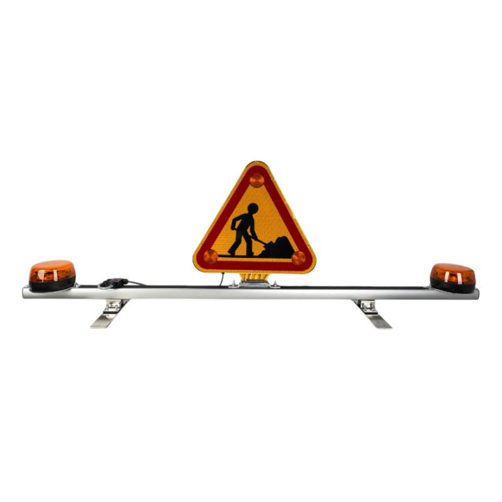 Barre équipée Triflash + 2 gyrophares avec câble et 2 interrupteurs avec fixations patins