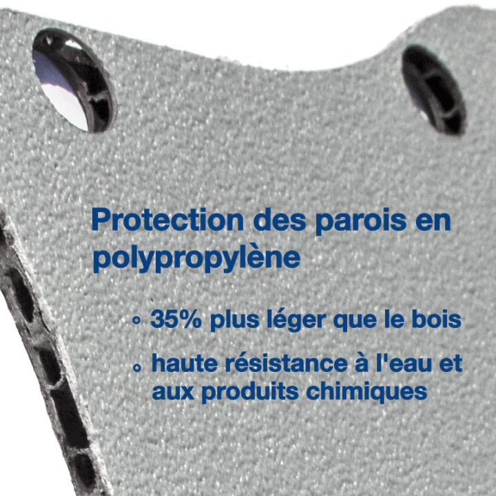 Habillage polypro & bois - Volkswagen T7 2025+ - détail protections parois en polypropylène