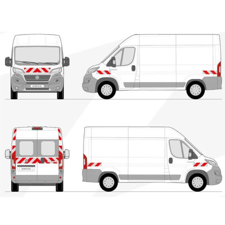 Kit de balisage - Fiat Ducato phase 3 - H2/H3 portes battantes. Bandes adhésives pré-découpés prêtes à poser