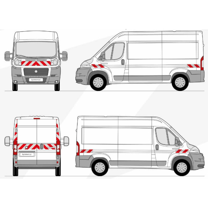 Kit de balisage - Fiat Ducato phase 1-2 - H2 portes battantes. Bandes adhésives pré-découpés prêtes à poser
