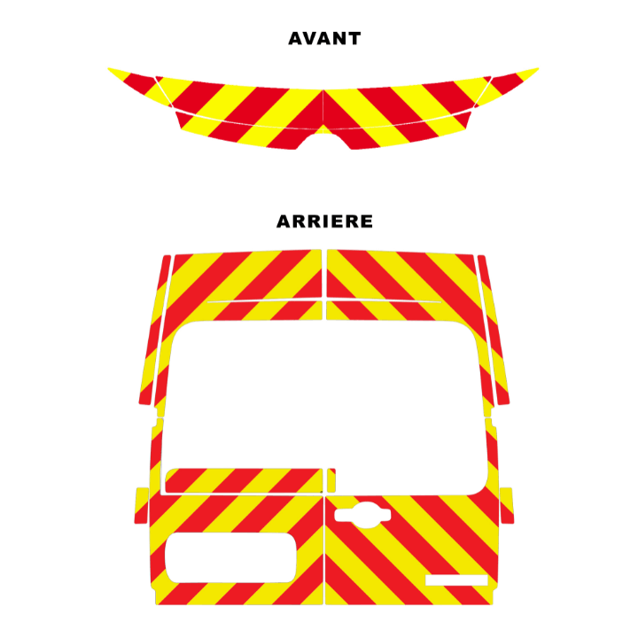 Kit de balisage Jaune/Rouge pour Renault Master 9 vitré (avant standard + arrière complet)
