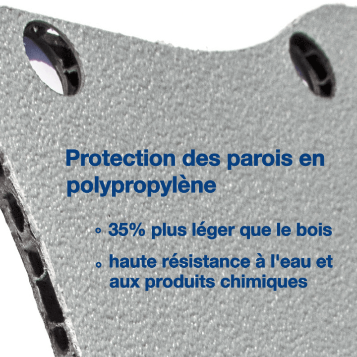 Habillage polypro & bois - Volkswagen T7 2025+ ProCab en L - détails protections parois en polypropylène