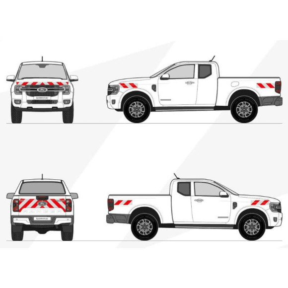 Kit de balisage - Ford Ranger 2022+ PICK-UP - bande réfléchissantes autocollantes