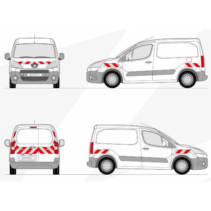 Kit de balisage - Peugeot Partner II phase 2 de 2012-2015 avec portes battantes