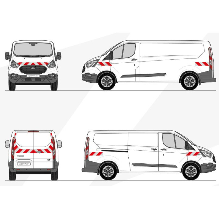 Kit de balisage - Ford Transit Custom 2018-2024 portes battantes. Bandes adhésives pré-découpés prêtes à poser
