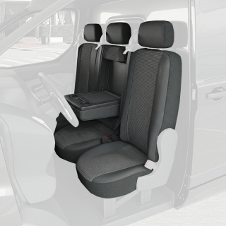 Housses de siège en tissu pour Ford Transit Custom un siège conducteur + un dossier passager 2 places avec tablette