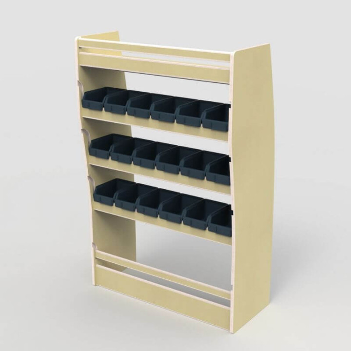 Casier bois utilitaire profondeur 32 cm avec bacs moyens amovibles