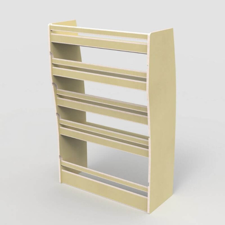 Casier de rangement en bois vernis pour Fiat Scudo 2022+, vue de trois-quarts.