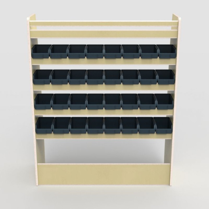 Casier de rangement en bois avec bacs pour utilitaire Ford Custom 2023+