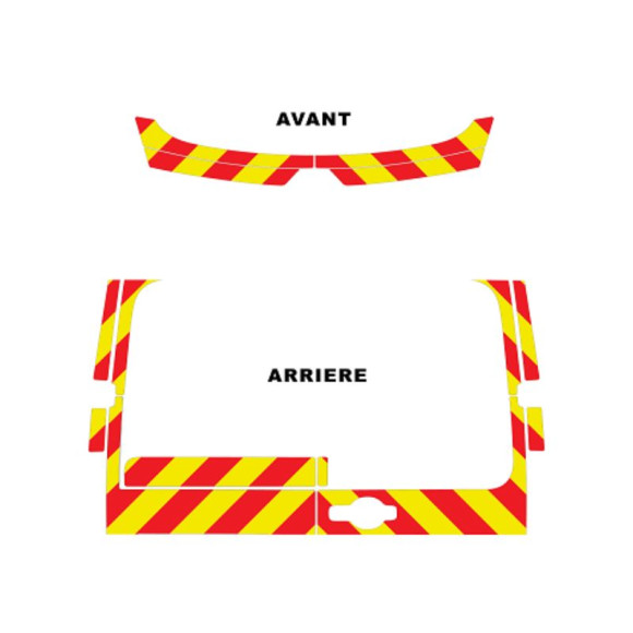 Kit de balisage Jaune/Rouge pour Renault Master construit entre le 07/2014 au 09/2019 (avant + arrière standard)