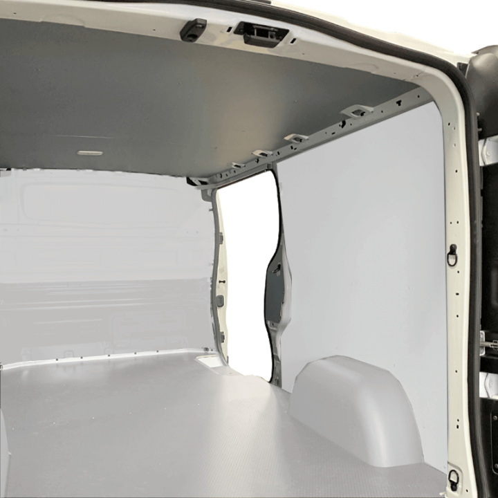 Protection plafond gris pour Mercedes eSprinter 2023+ Exemple sur Renault Trafic. La découpe sera spécifique à votre modèle