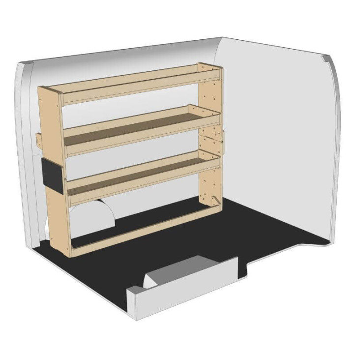 Etagère bois brut gauche vue de face Renault Van E-Tech 2022+