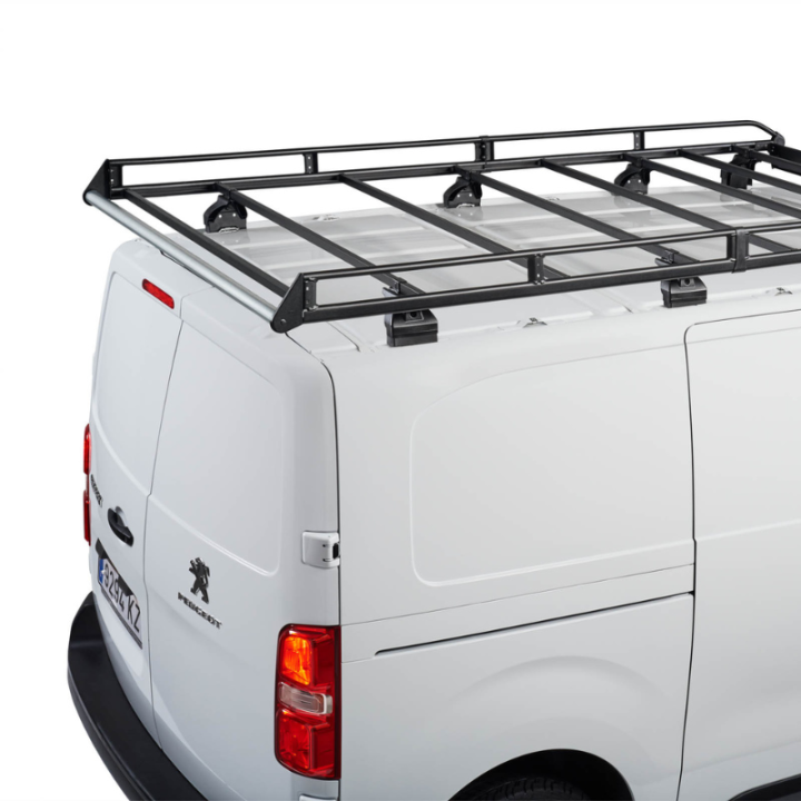 Galerie acier Cruz Volkswagen e-Transporter 2025+ avec rouleau vue de derrière -photo non contractuelle