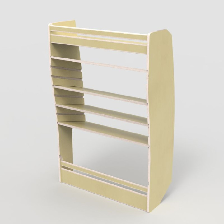 Casier de rangement en bois vernis pour Opel Vivaro 2019+, vue de trois-quarts.
