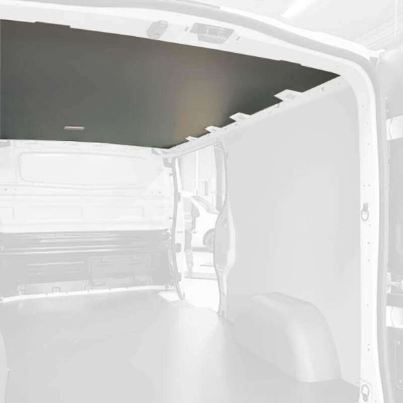 Protection plafond gris pour Nissan Primastar 2022+. Exemple sur Renault Trafic. La découpe sera spécifique à votre modèle