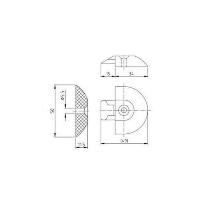 Embout plastique rond pour rail aéro semi circulaire - dimensions