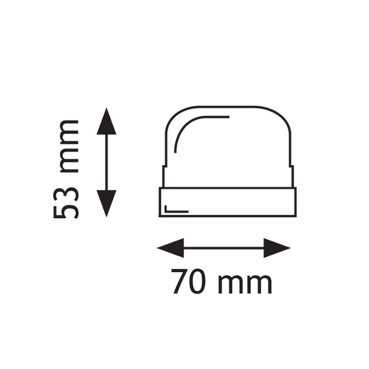 Mini gyrophare LED orange - magnétique - dimensions