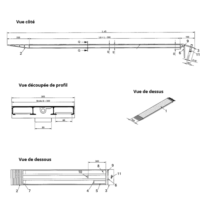 Rampe de chargement Largeur 300mm - Longueur 2 485 mm