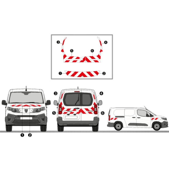 Kit de balisage - Peugeot Partner 2024+ portes battantes. Bandes adhésives 3M pré-découpés prêtes à poser